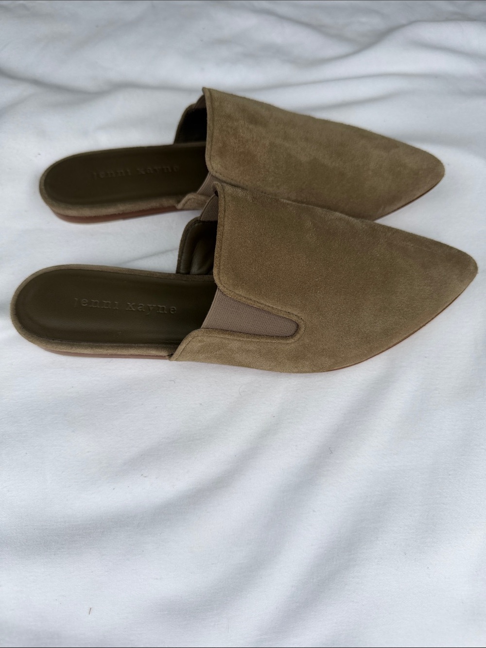 Jenni Kayne Tan Suede Pointed Slip-On Mules
